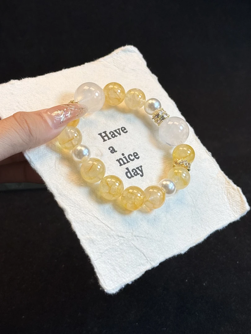 Y106（金秋）黄胶花设计款手串10-12-16mm多样性发一