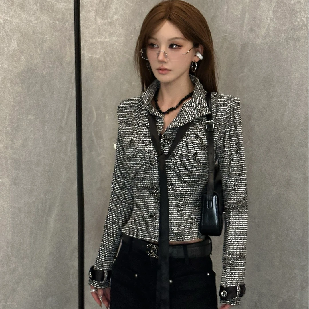 可可不加酱【星河永夜】早秋小香风细编织设计长袖外套LWJ25D4C3235