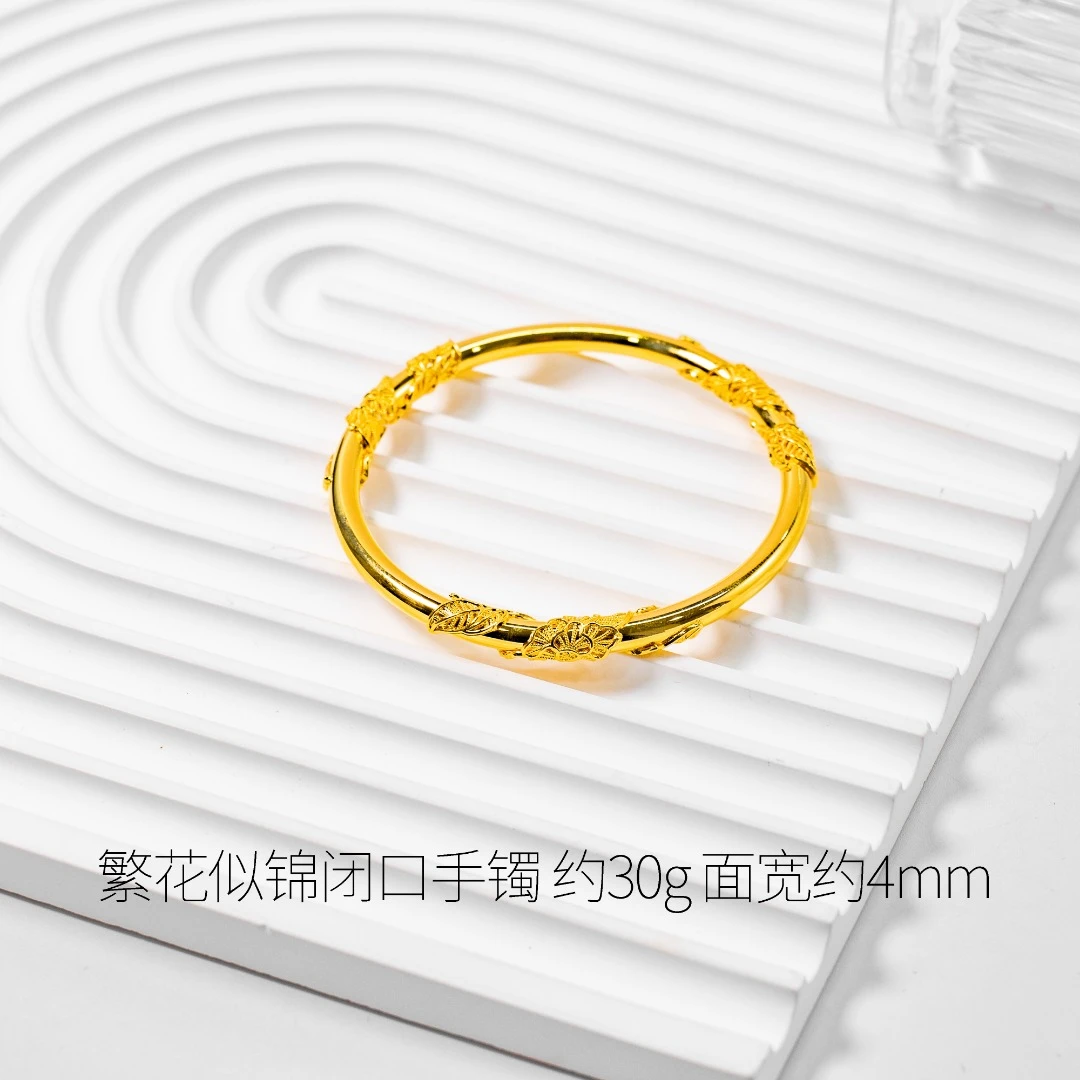 足银手镯 银手镯 时尚百搭 经典款式  繁花似锦手镯