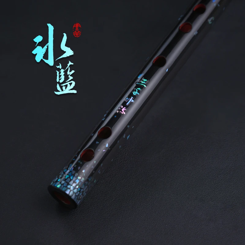 正品全手工精制裱布大漆冰蓝工艺笛老张同款高音灵敏演奏级笛子
