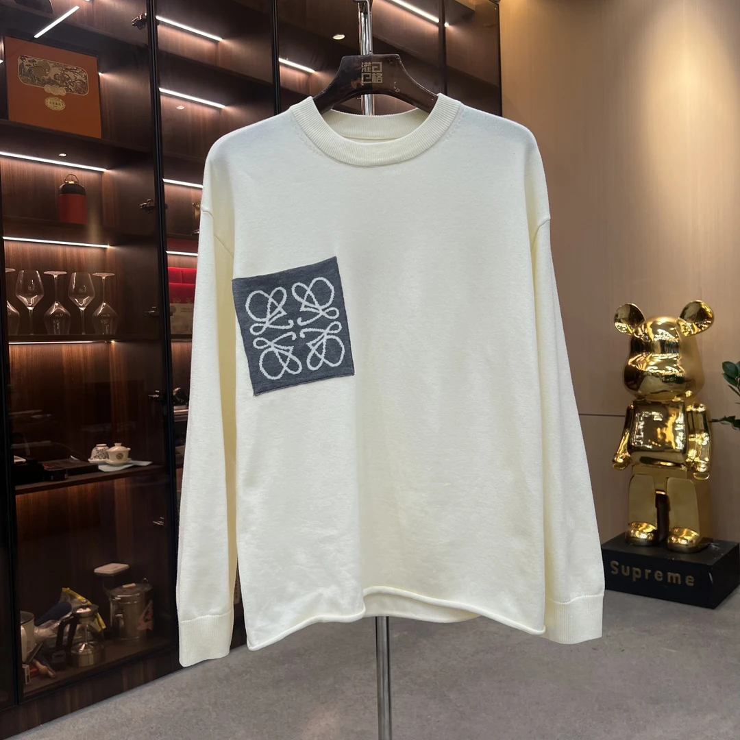 5922新款秋冬百搭针织口袋提花工艺圆领套头毛衣简约男女同款上衣