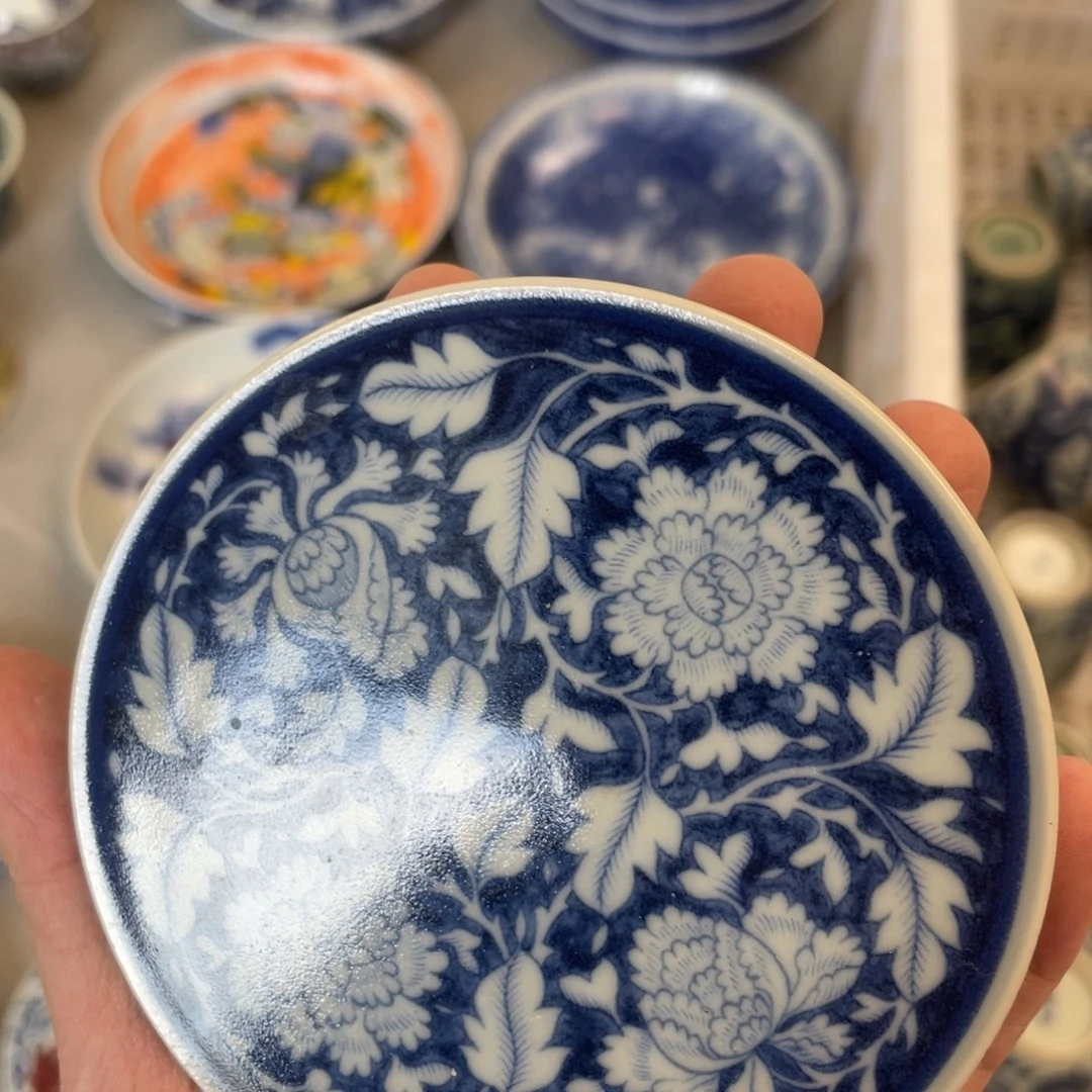 瓷片景德镇青花国色天香盖置