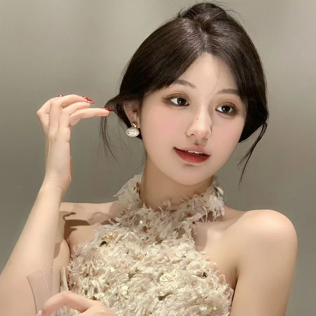 FULL GIRLISH耳环02521轻奢满镶豆豆耳钉耳饰