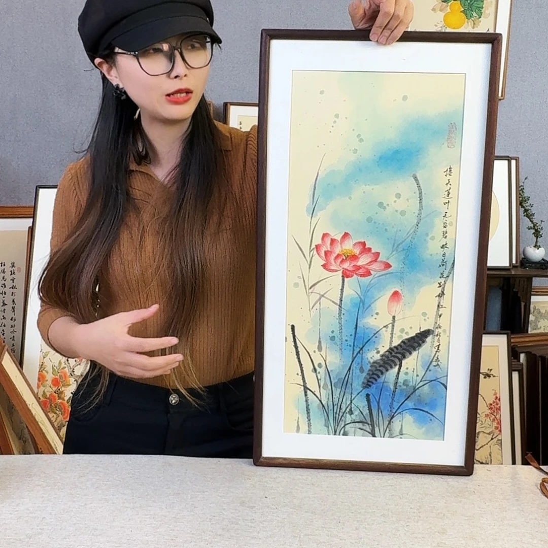 国画手绘带框尺寸： 36*69