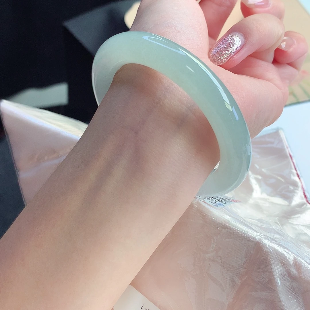 未镶嵌手镯翡翠天然A货翡翠55/56冰晴底种色兼备小万战斗机