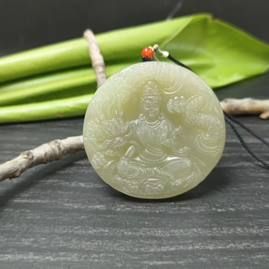 Z和田玉御龙观音吊坠0018