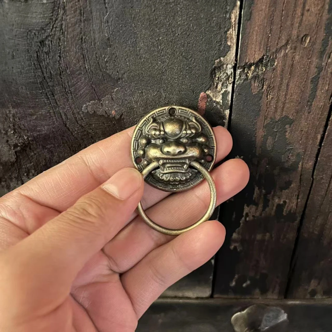 中式仿古门环大门狮子头合金拉手兽头老虎头门把手抽屉柜门小拉环