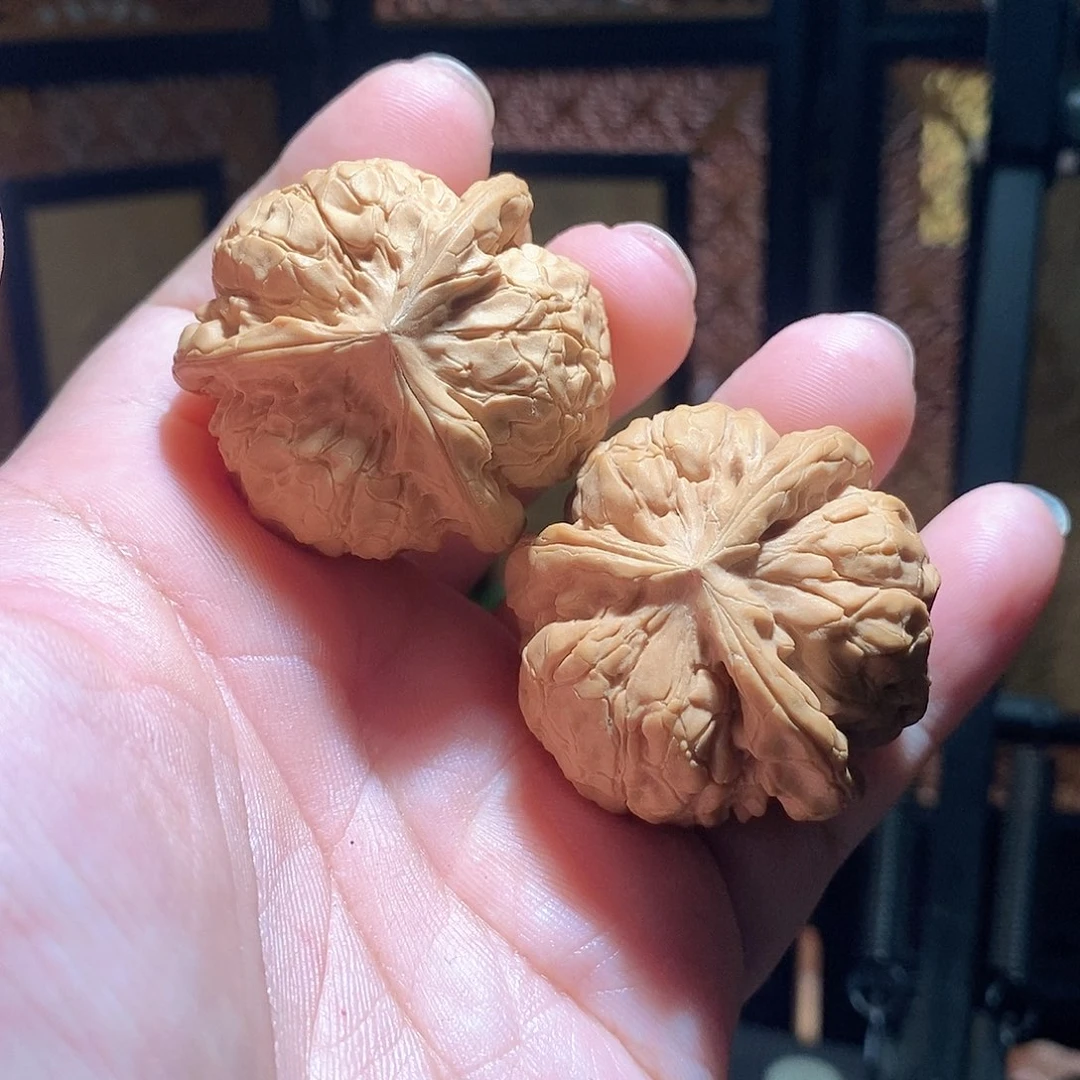 文玩核桃把件41甲骨文三棱全品
