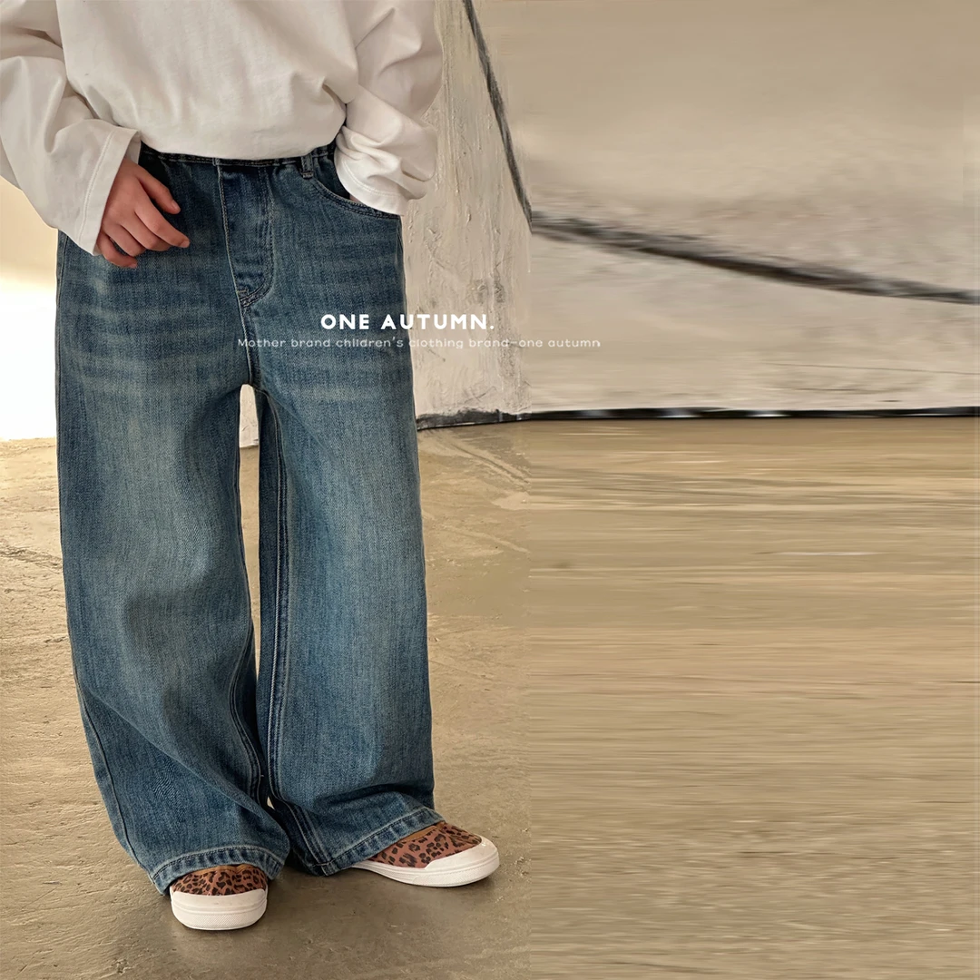 现货「壹秋.ONE AUTUMN」【经典蓝调】直筒牛仔裤女童春阔腿裤【51328】
