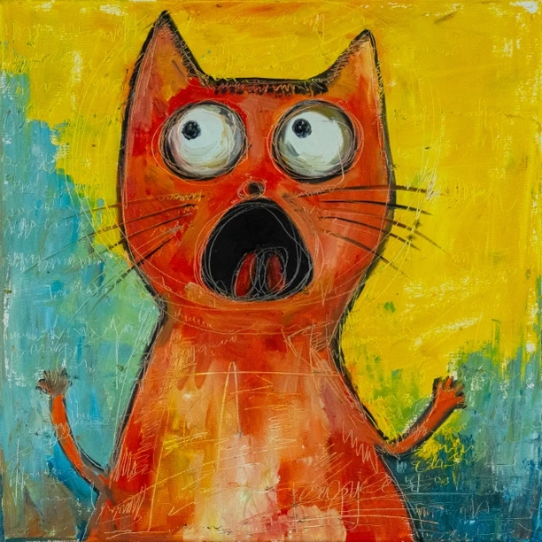 三查·孤品·《你踩着我尾巴了》40cm*40cm油画