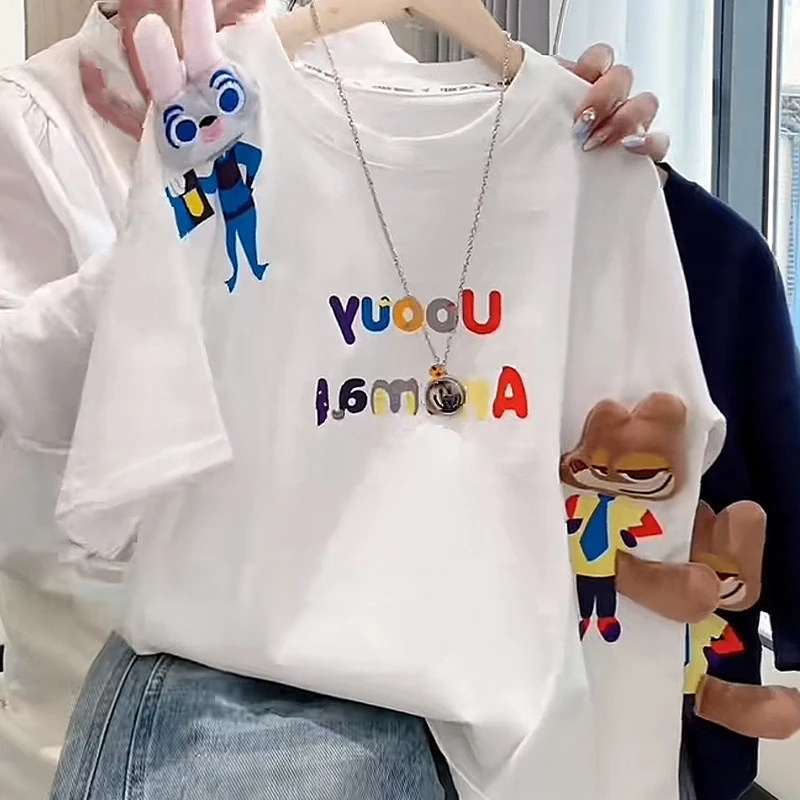 纯棉短袖夏季新款卡通洋气男孩女宝中小宝宝重工短袖T恤宽松潮流