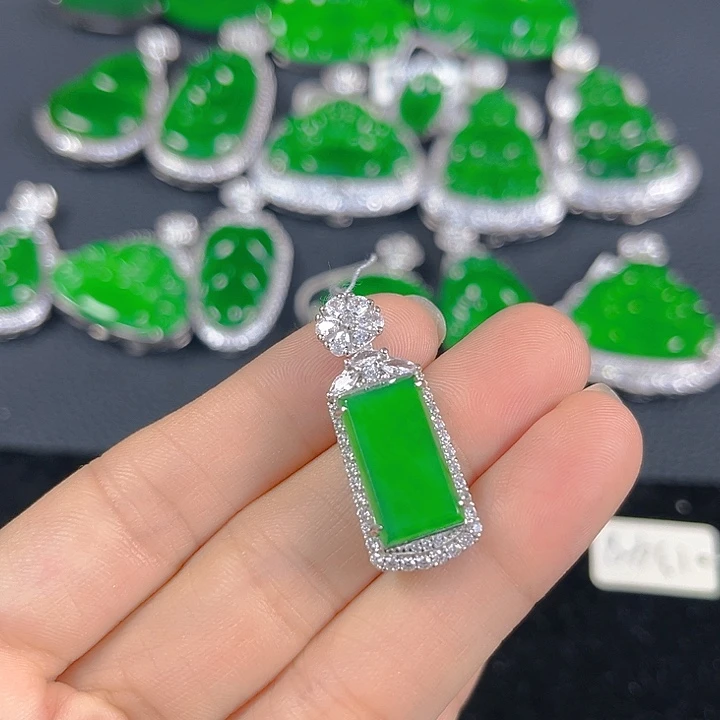 翡翠银S925镶嵌吊坠(不含链)