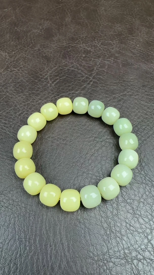 2895 黄绿菩提双拼单圈12mm手串qx2895（无礼盒）