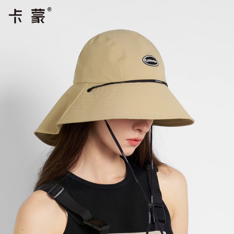 卡蒙帽子遮阳帽女防晒防紫外线大檐户外速干渔夫帽大头围护颈折叠