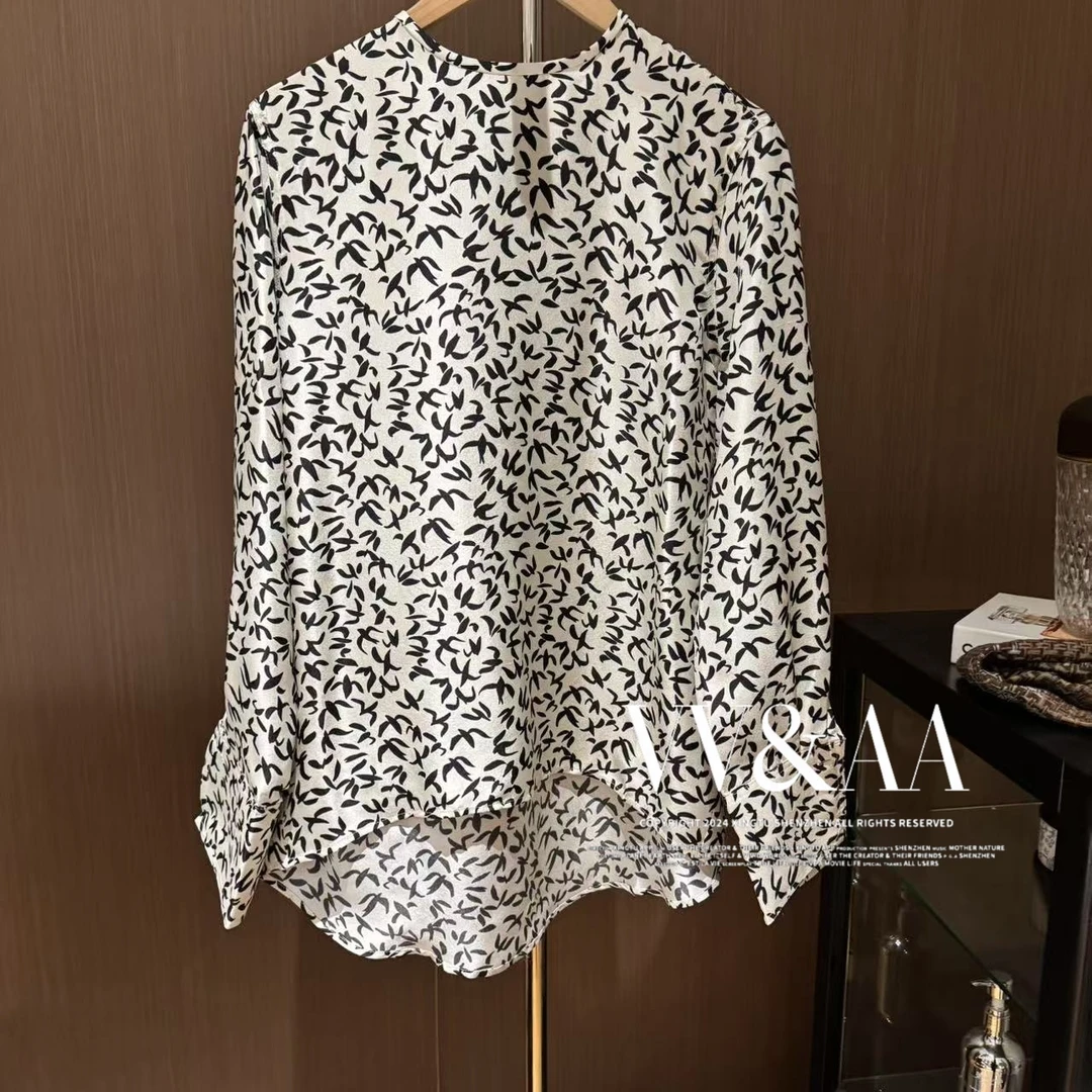 VV&AA 印花优雅气质百搭圆领长袖 D6832