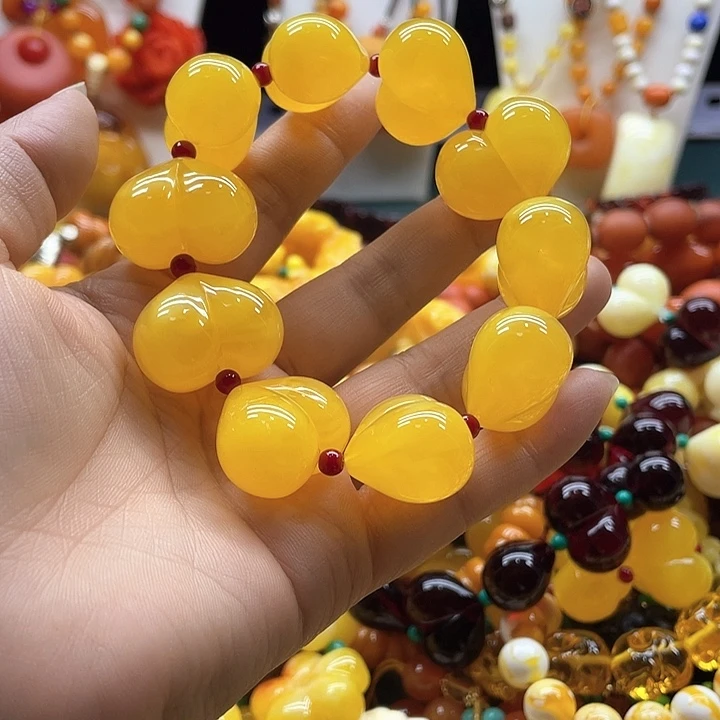 琥珀未镶嵌手链25吊坠