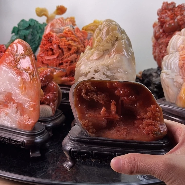 田黄石香山雅聚摆件