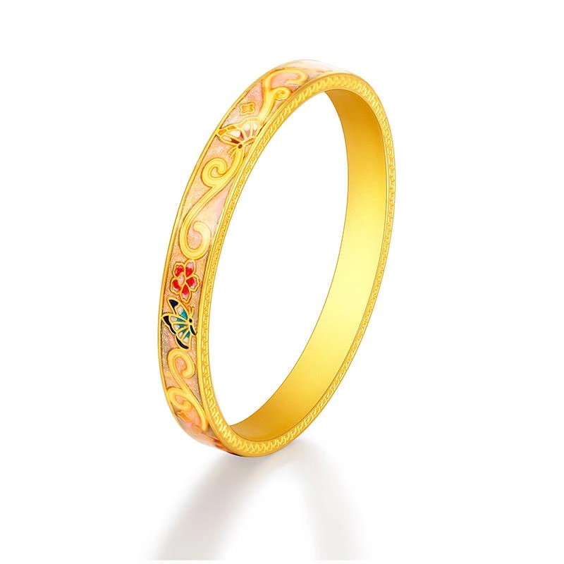 福满圆珠宝3 足金 海棠蝴蝶手镯