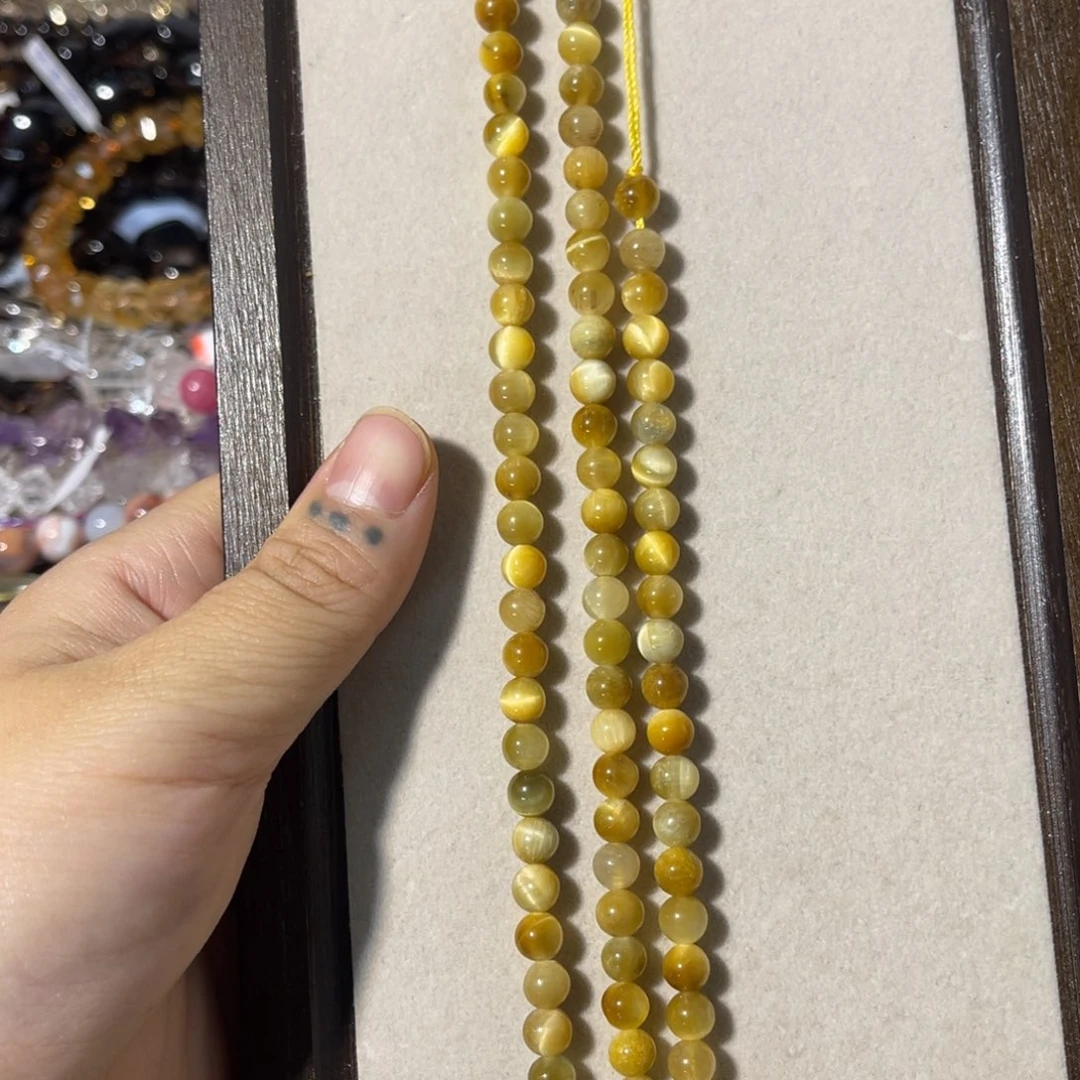 玛瑙/玉髓散珠金虎眼卡6