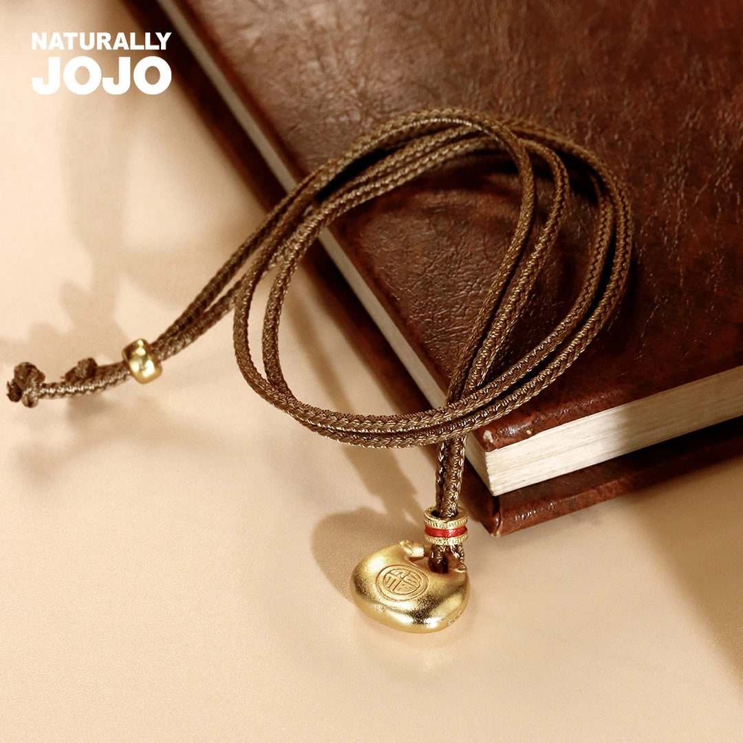 铜吊坠 小胖福金坨吊坠编织绳锁骨链小众设计复古毛衣链新年配饰