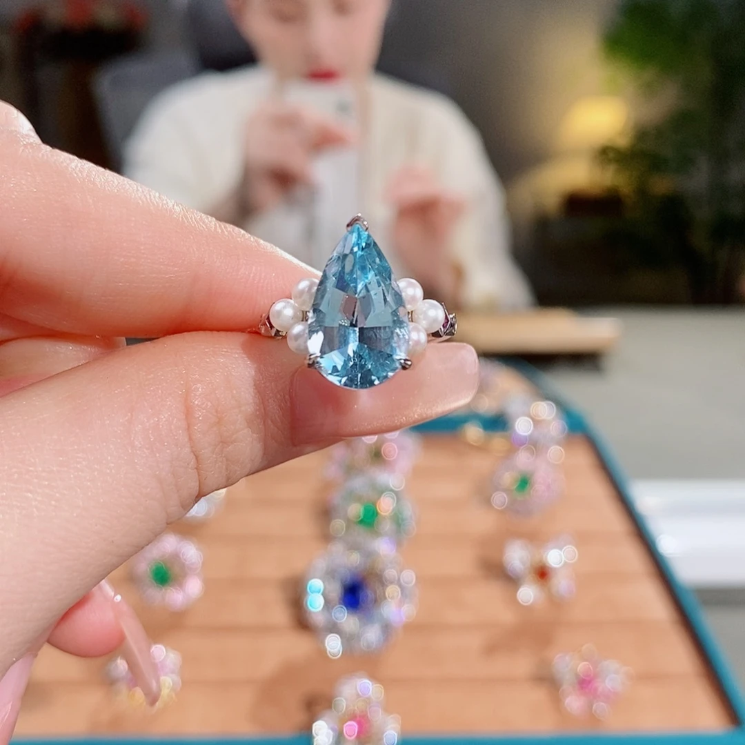 戒圈海蓝宝石铂Pt950镶嵌4.12ct