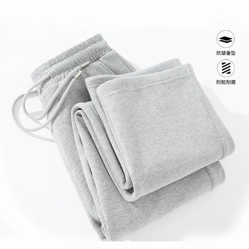 2025年休闲裤男春秋新款宽松大码阔腿裤子男款青少年纯色运动卫裤