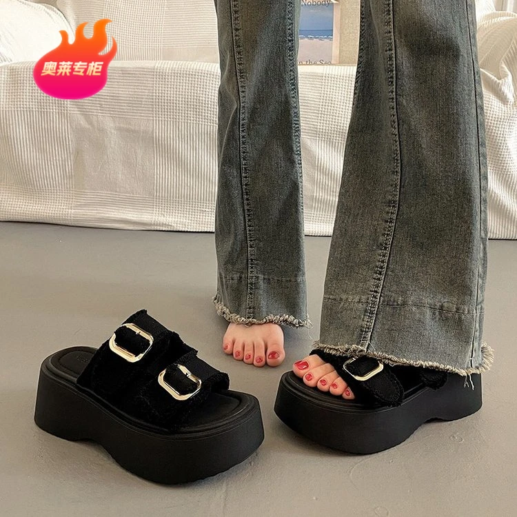 【奥莱专柜】英伦松糕厚底凉鞋女2025年夏季新款时透鱼嘴高跟凉鞋