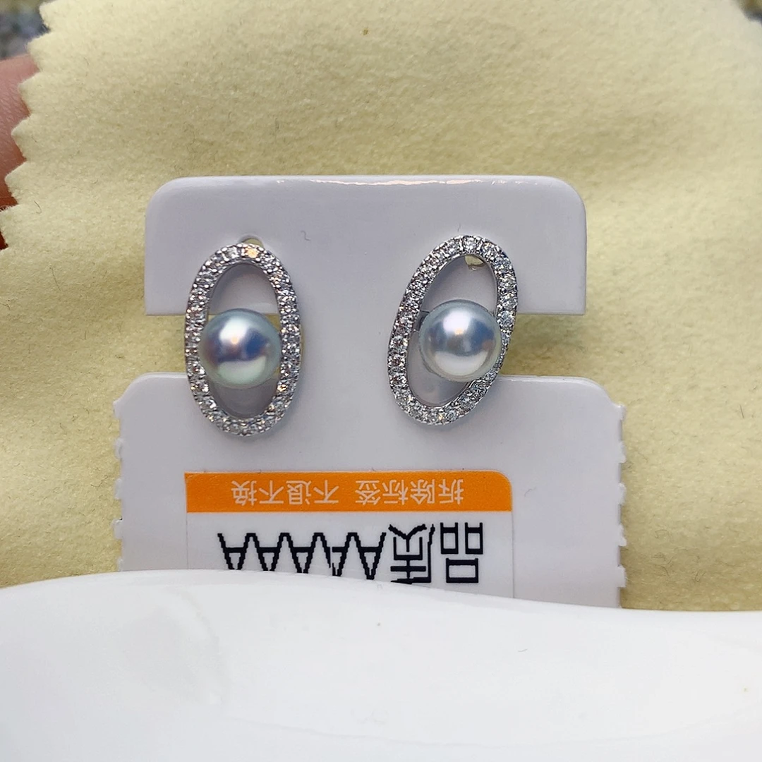银S925镶嵌耳饰海水珍珠W4