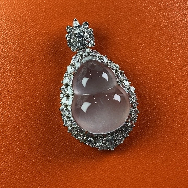 石英质玉银S925镀金镶嵌颈饰