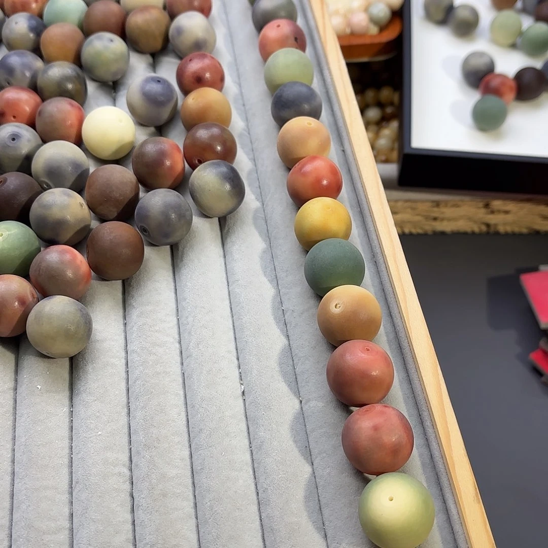 菩提根/象牙果吊坠青*-卡23手工干磨默认微瑕13颗