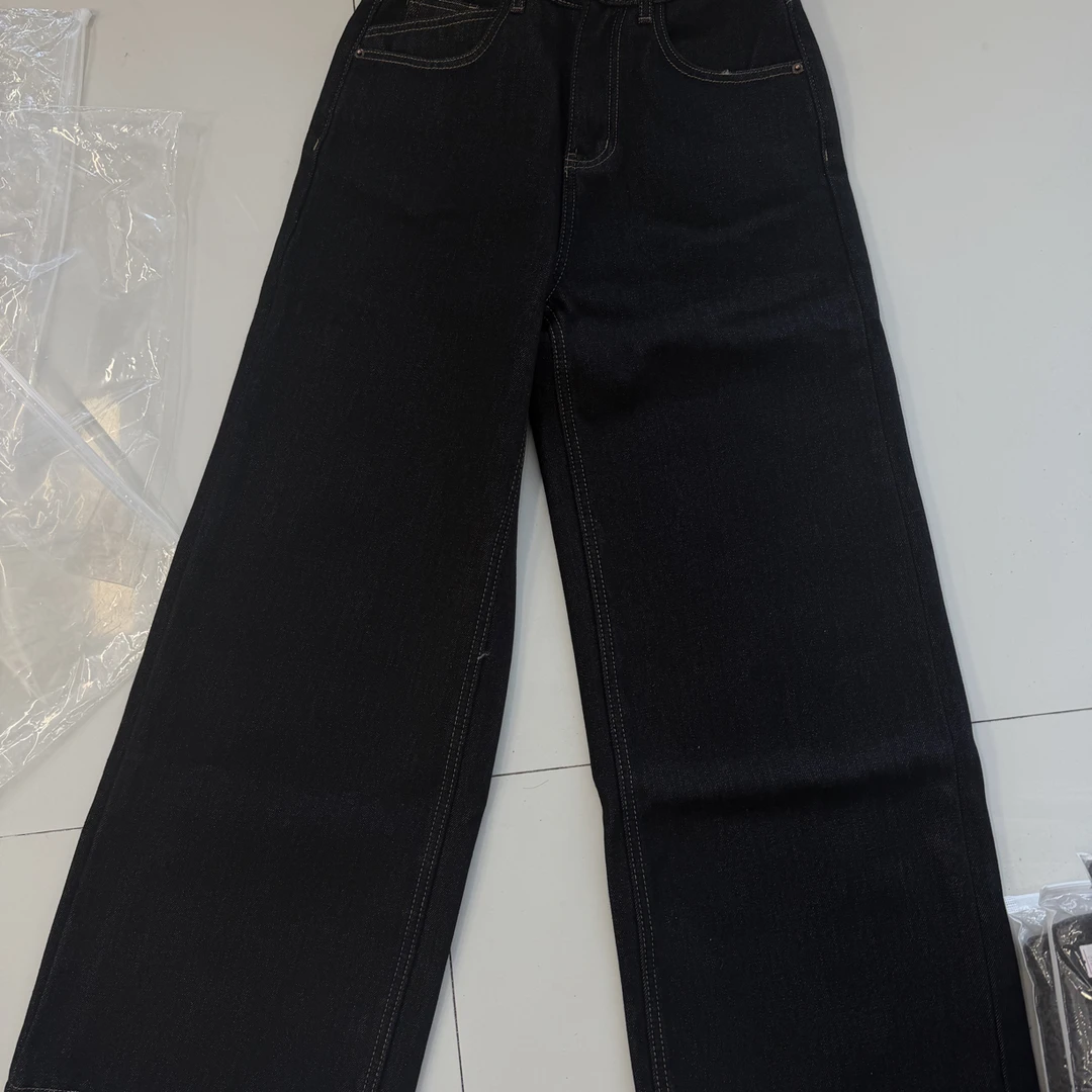 618冬季加绒高腰显瘦直筒阔腿牛仔裤女百搭拖地裤