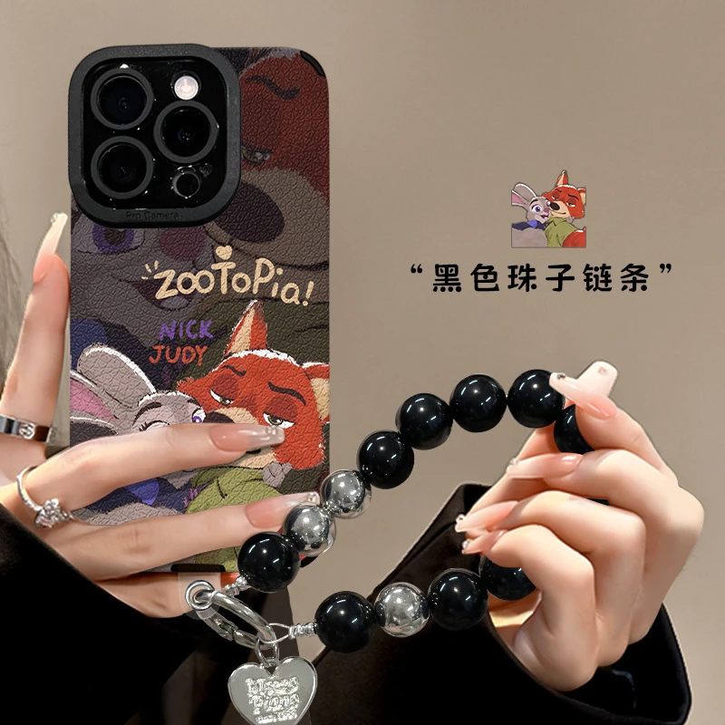 适用苹果手机壳羊皮朱迪尼克挂链硅胶新款