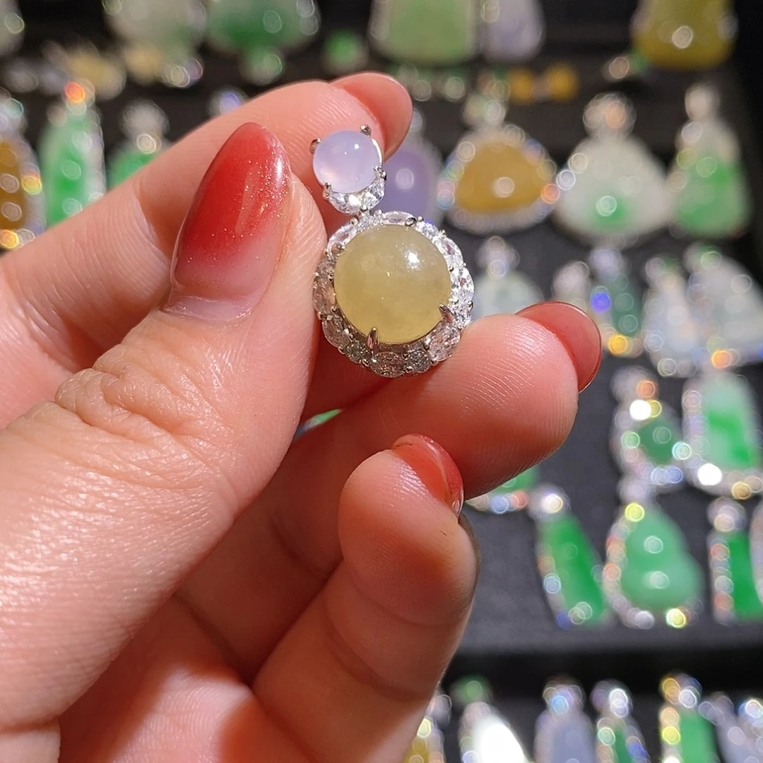 颈饰银S925镶嵌翡翠天然翡翠