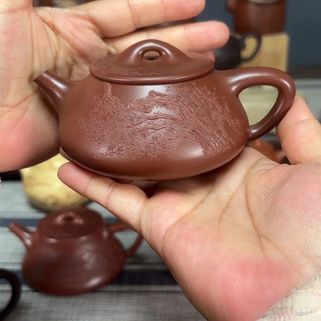 茶壶紫砂满瓢泥绘170毫升
