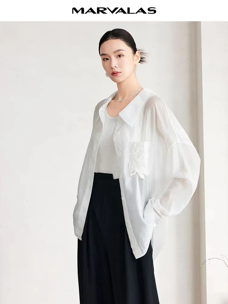 【商场同款】曼德诗莱赛尔天丝衬衫2024夏季新款衬衣女M311310347