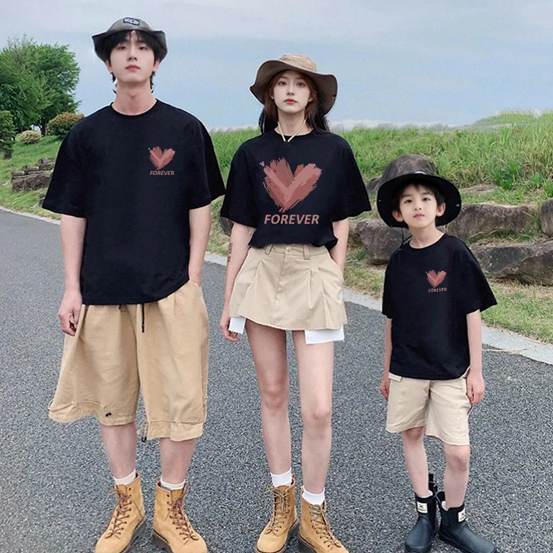 超火的2025新款亲子装t恤一家三四口夏季短袖男童女童装衣服穿搭