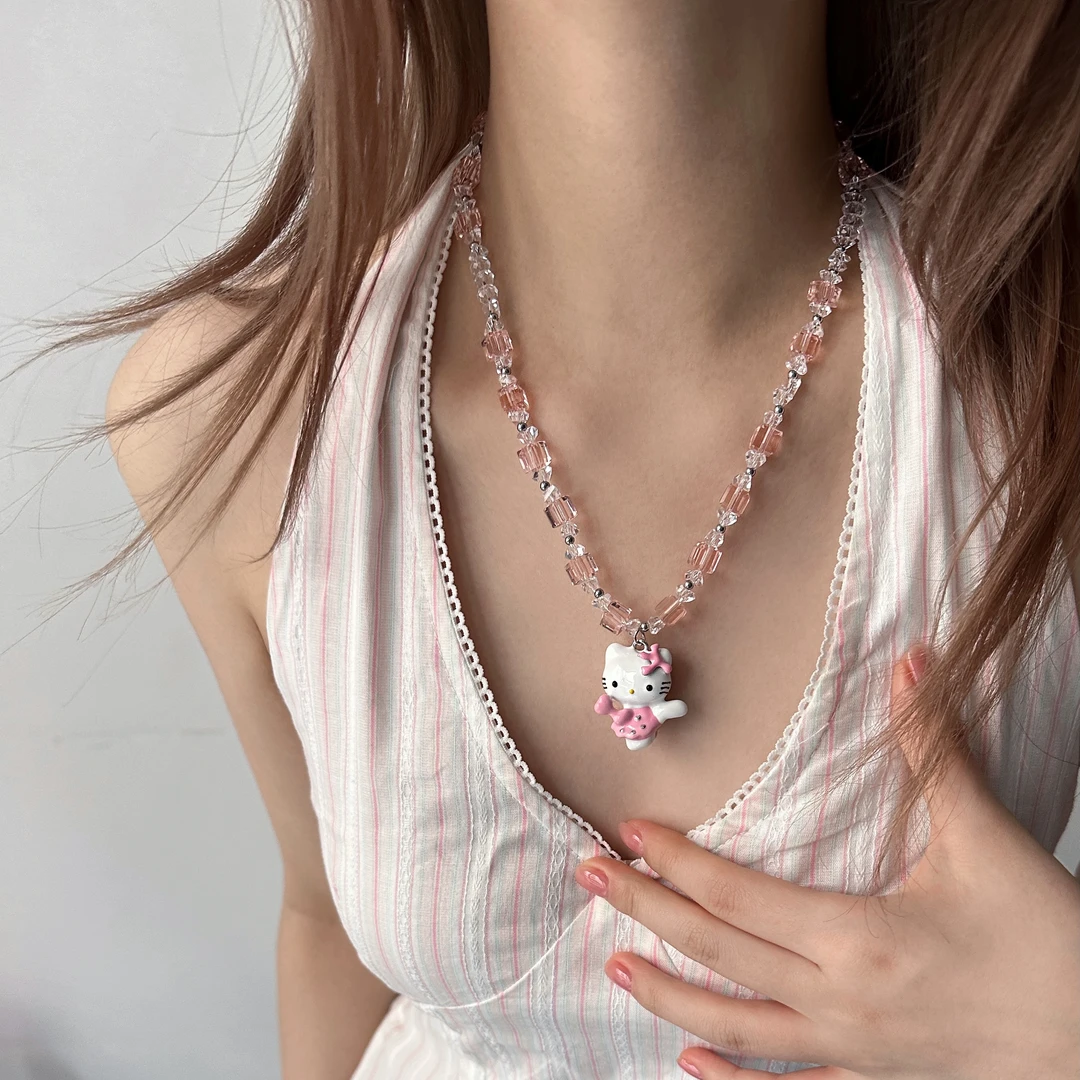 合金亚克力项链 X5500-1甜美百搭可爱精致设计感少女猫猫项链女款