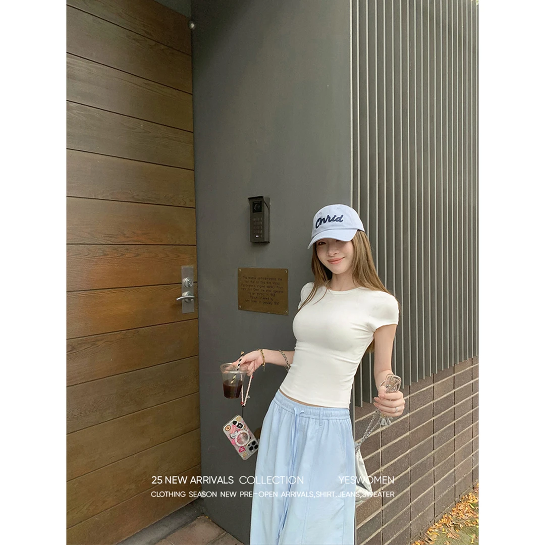 YESWOMEN萬能正肩T恤·紧身显瘦弹力不紧绷 印花XYF7352B3450姗姗