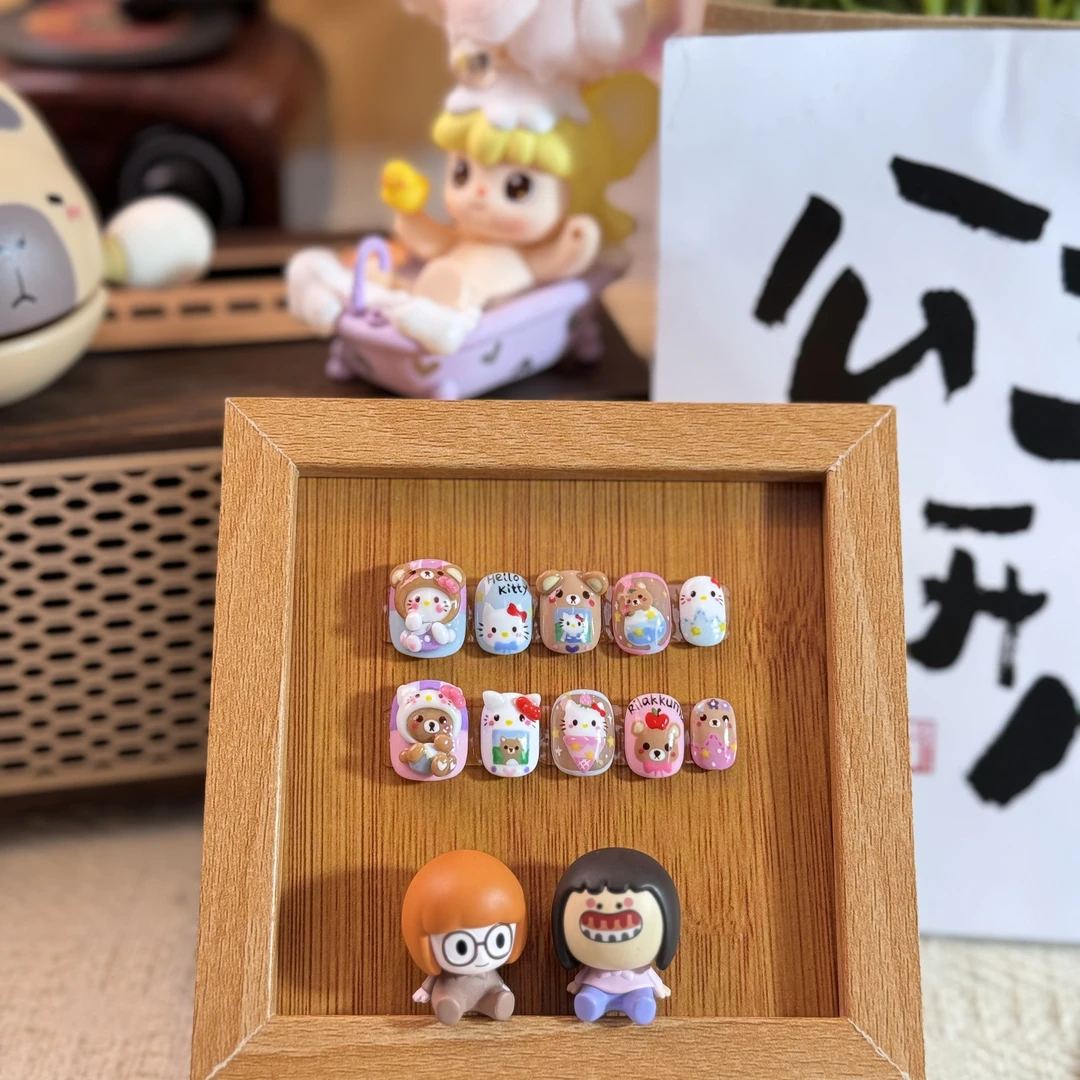 【浅夏·kt】重工手捏雕花美甲绘画潮玩可爱动漫多巴胺穿戴甲磨砂