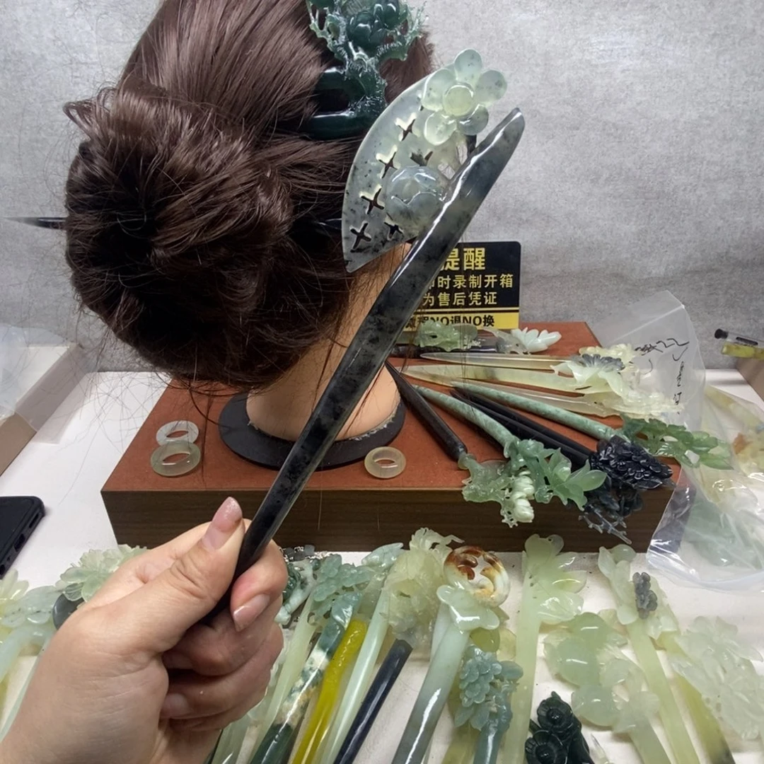 蛇纹石玉合金发饰