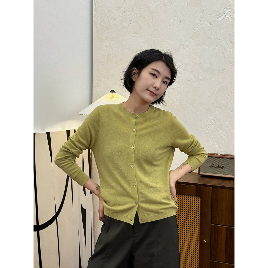 LANGQING 时尚亮眼长袖精纺羊毛针织衫小衫46682#