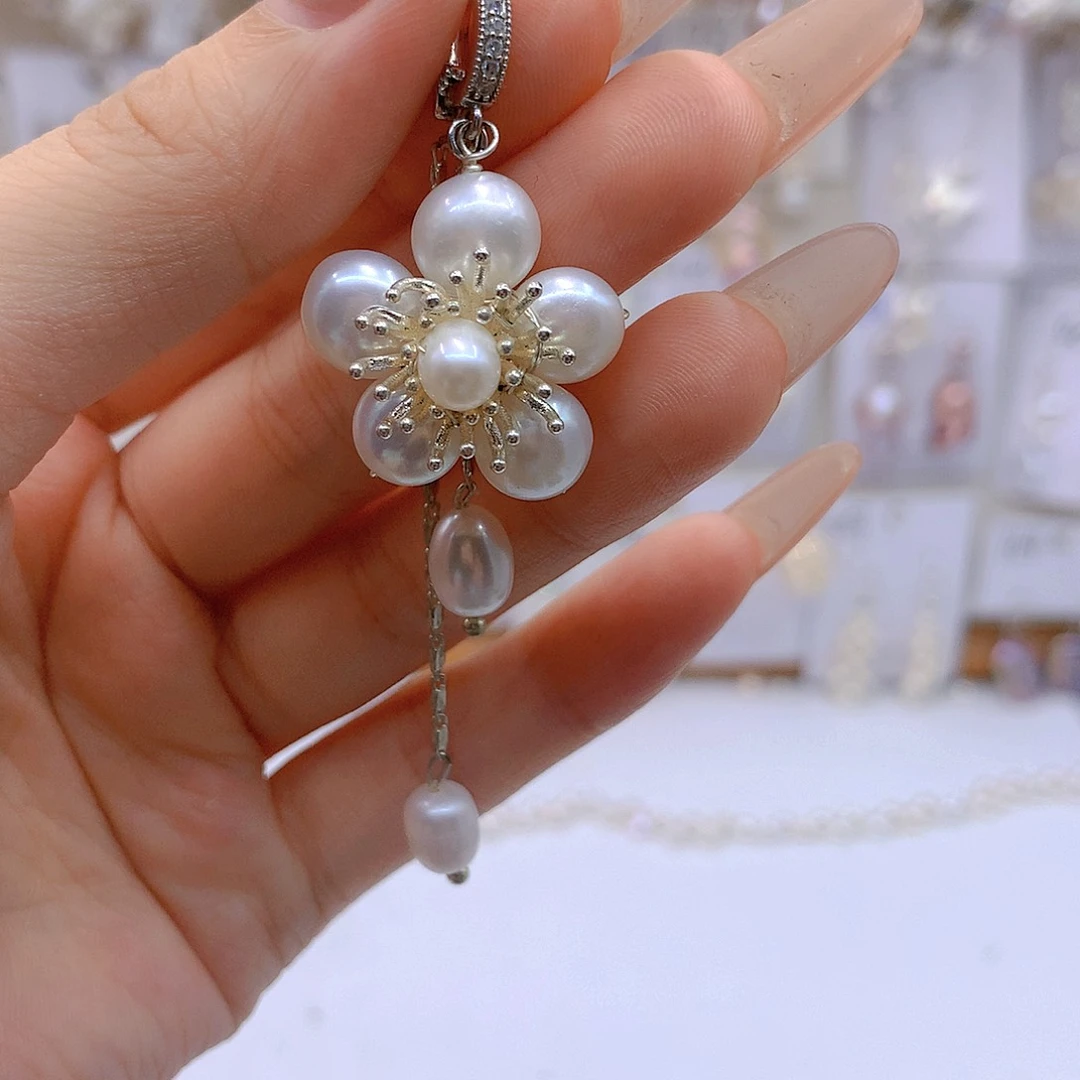 银S925镶嵌淡水珍珠发饰