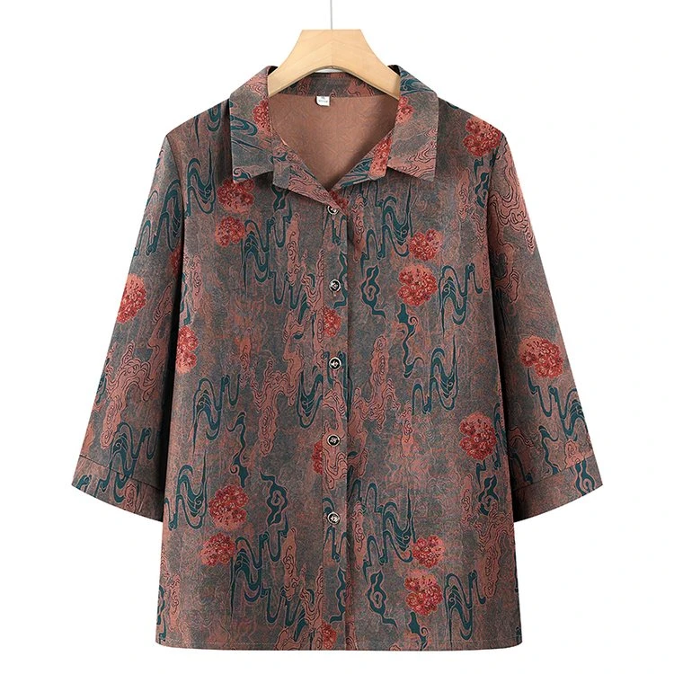 中老年奶奶夏装翻领衬衫60岁70老太太妈妈洋气大码妈妈装衬衣夏季