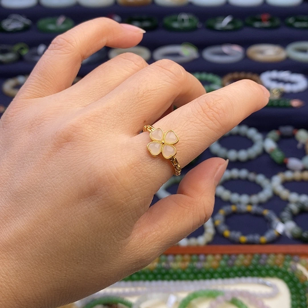 和田玉银S925镶嵌戒指