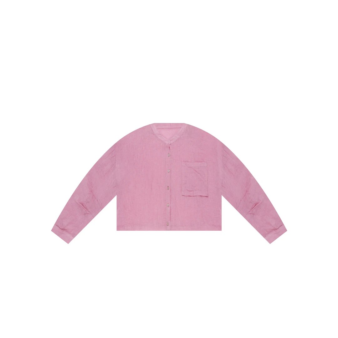 【麻訪家】MF0903玫粉文艺简约宽松休闲百搭开衫上衣