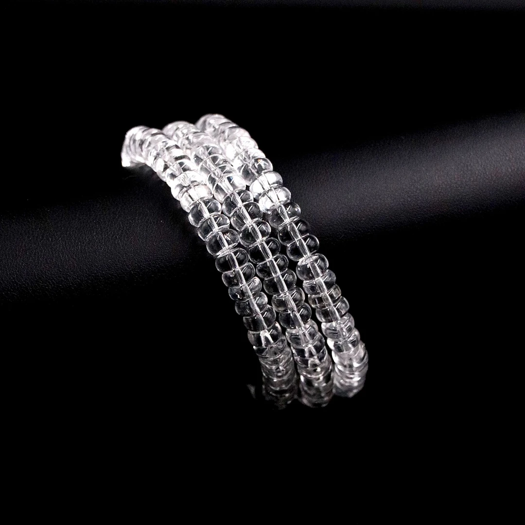 超双A全净纯天然白水晶直切算盘珠水晶手串J2139-约7mm多样性发一