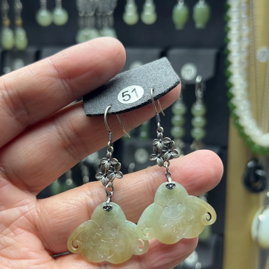 翡翠银S925镶嵌耳饰