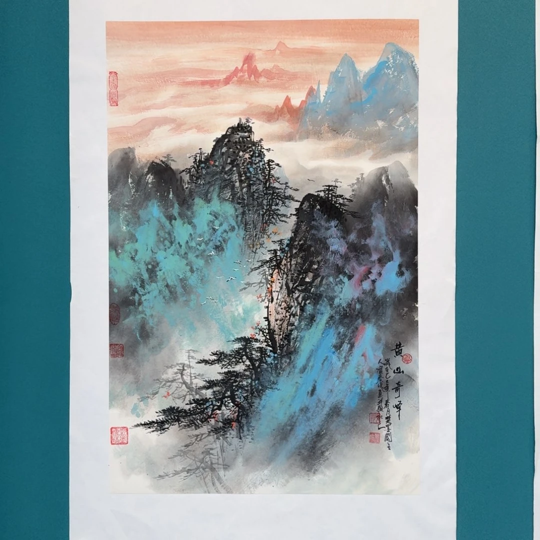 国画资春成四尺三开山水