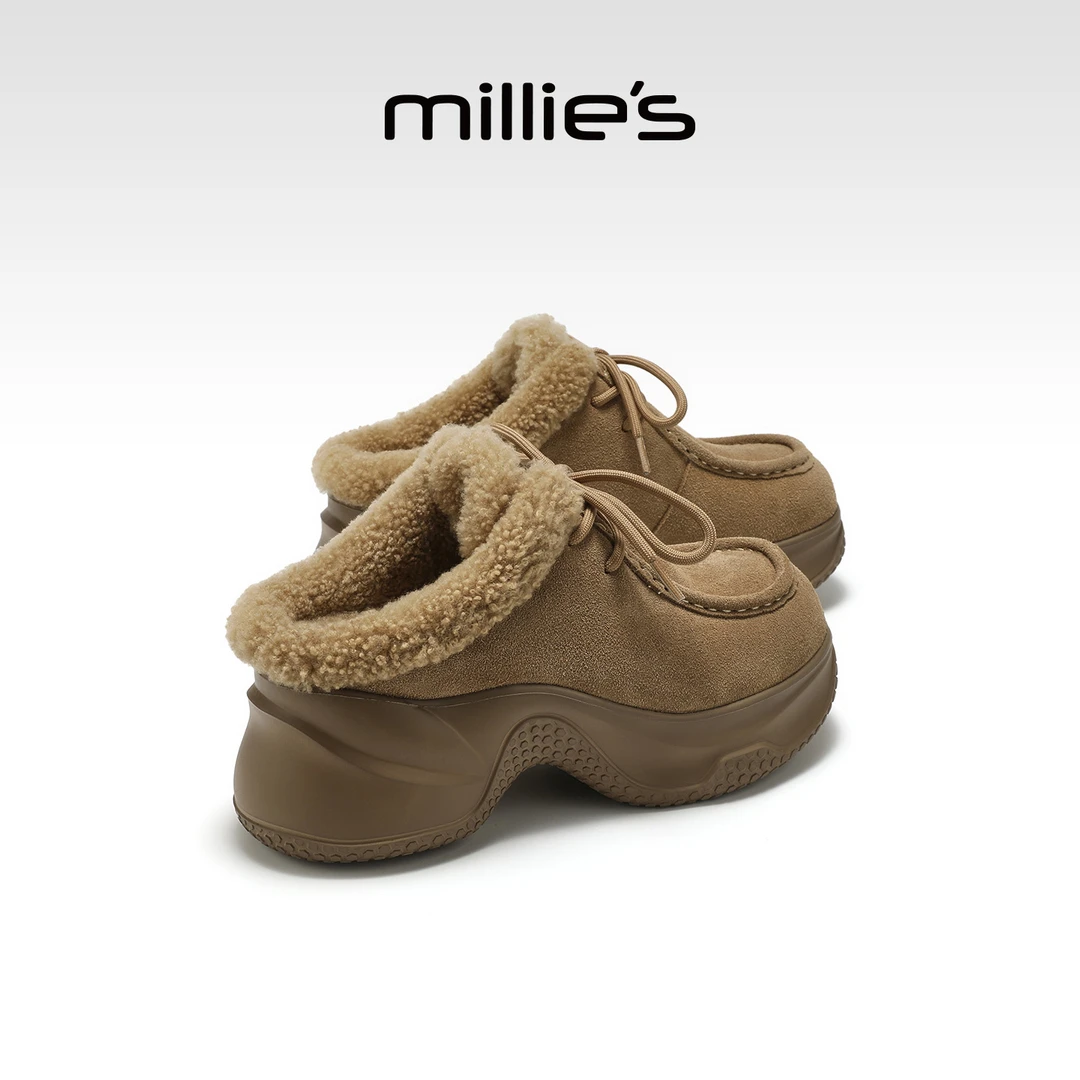 MILLIE'S/妙丽2025新款厚底雪地靴女冬季加绒保暖棉鞋增高休闲鞋