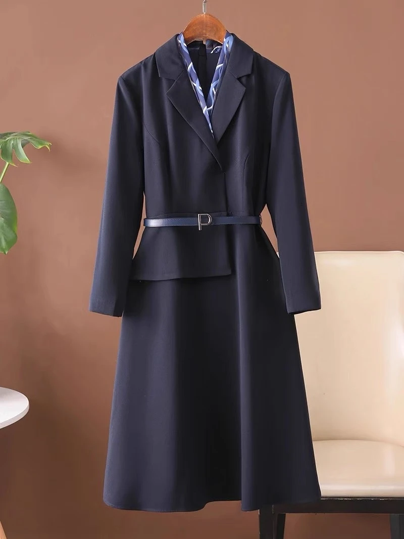 JP 1885通勤风轻奢干练气质腰带显瘦中长款连衣裙